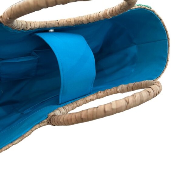 NWOT Chiktok by Nada Sawaya Hand Beaded Natural Straw Tote - Picture 7 of 8